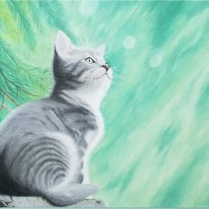 Chaton curieux au pastel sec 72ppp